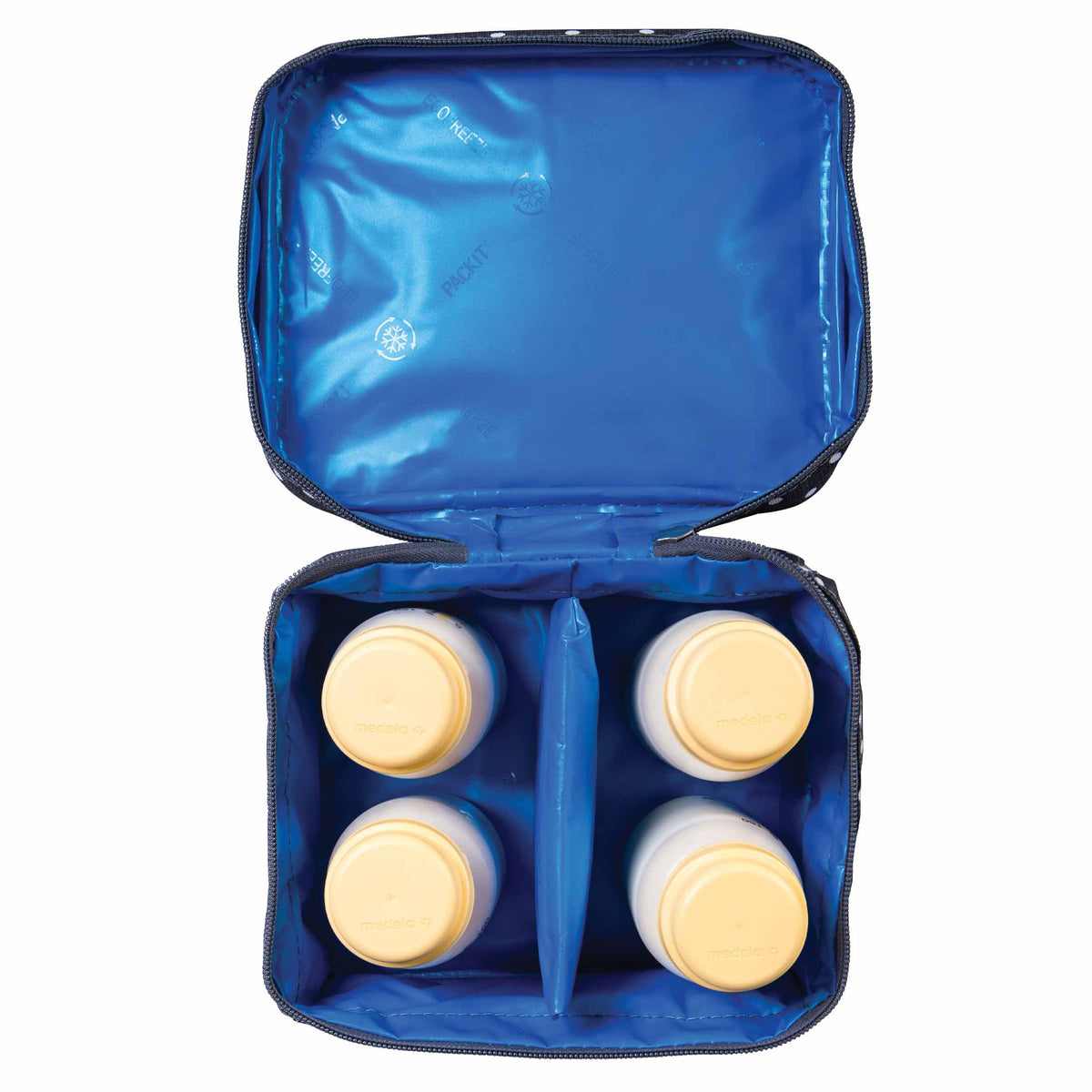 freezable-breastmilk-and-formula-cooler-e5 2023_Breastmilk-Cooler_Polka-Dots_Top-Down_4-Bottles_Lores.jpg
