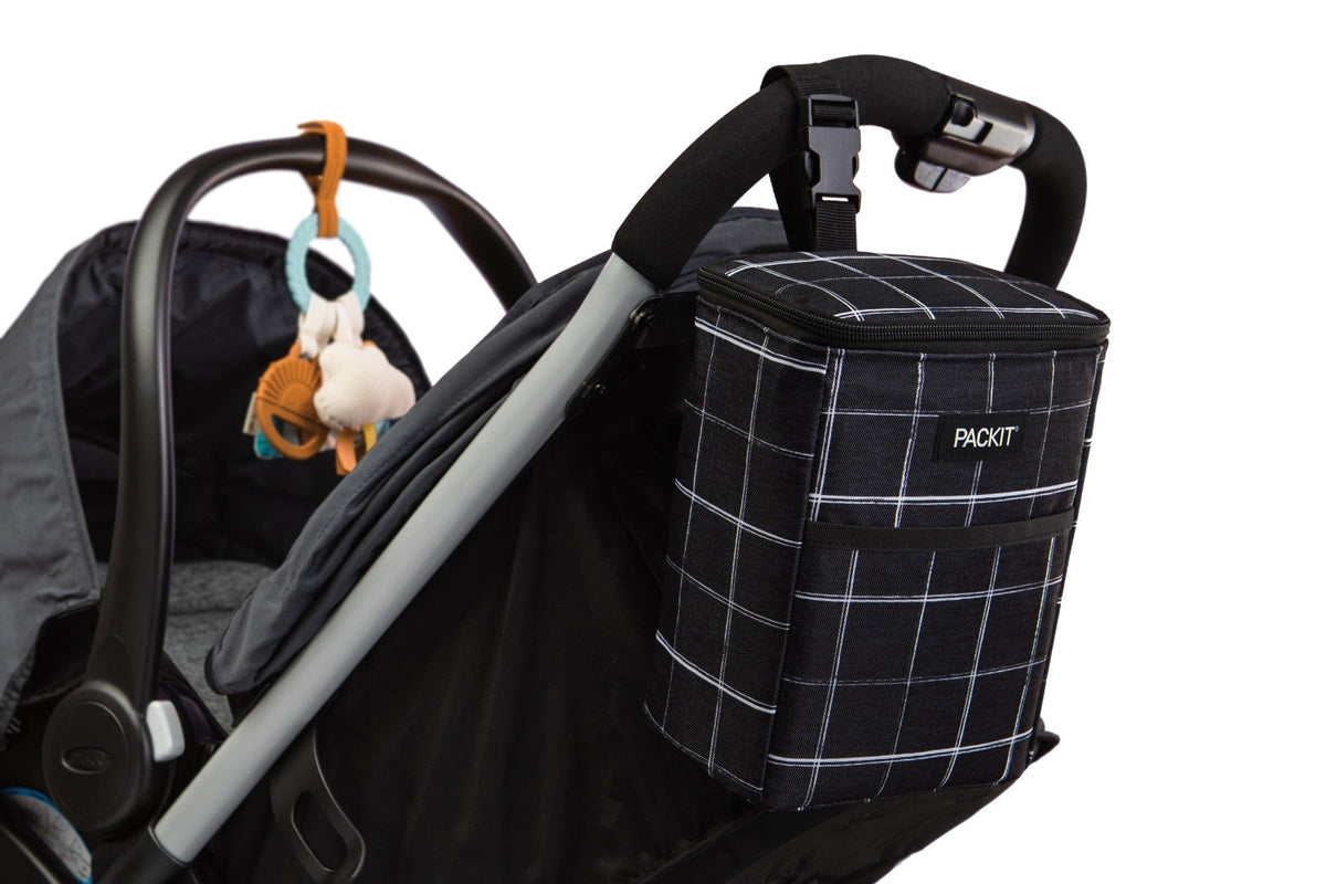 freezable-double-baby-bottle-bag-w9 freezable-double-baby-bottle-bag-black-grid-lifestyle-stroller.jpg