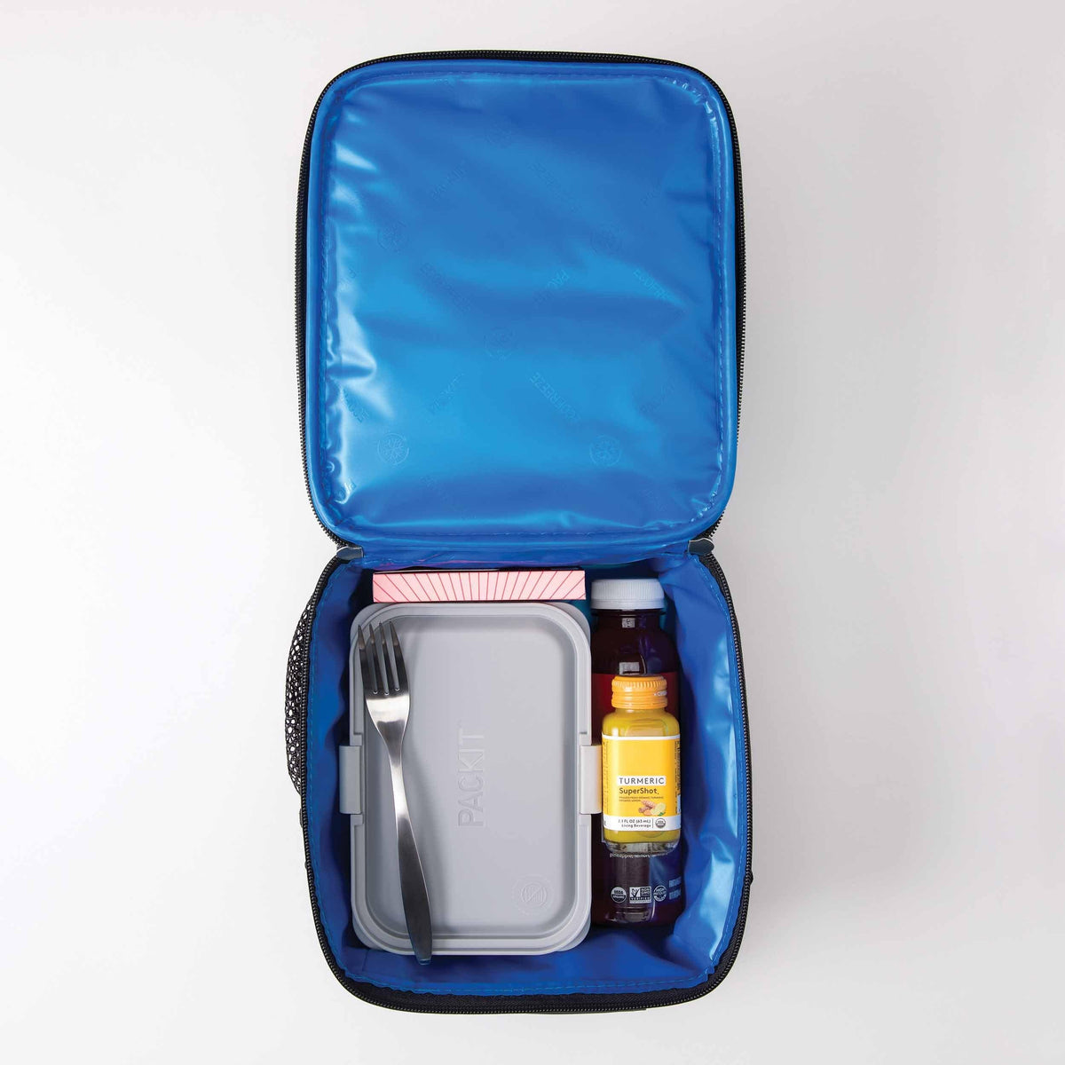 freezable-upright-lunch-box-u8 freezable-upright-lunch-box-black-gray-top-view-with-food.jpg